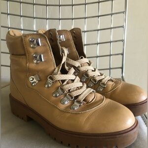 J.CREW LIGHTWEIGHT LEATHER NORDIC BOOTS TAN LIGHT CARAMEL SHOES 7